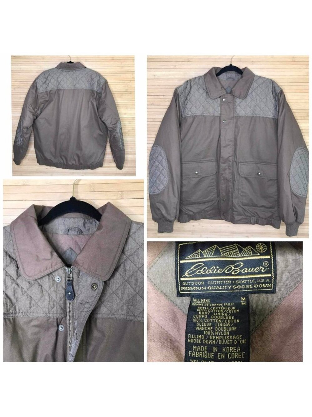 Vtg Eddie Bauer Black Label Goose Down Jacket Made In Korea Mens Tall M Medium